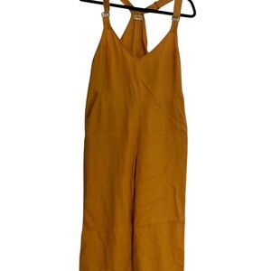 Yellow Sleeveless V-Neck Jumpsuit with Wide-Leg Fit